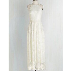 Eva Franco Ivory Lace Midi Dress